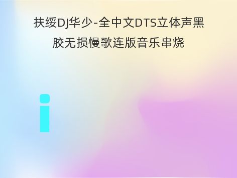 扶绥DJ华少-全中文DTS立体声黑胶无损慢歌连版音乐串烧