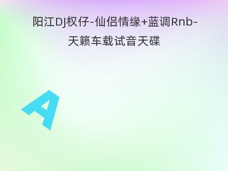 阳江DJ权仔-仙侣情缘+蓝调Rnb-天籁车载试音天碟