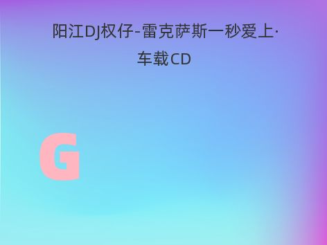 阳江DJ权仔-雷克萨斯一秒爱上·车载CD