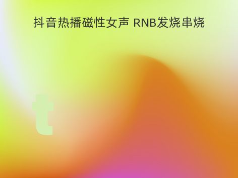 抖音热播磁性女声 RNB发烧串烧