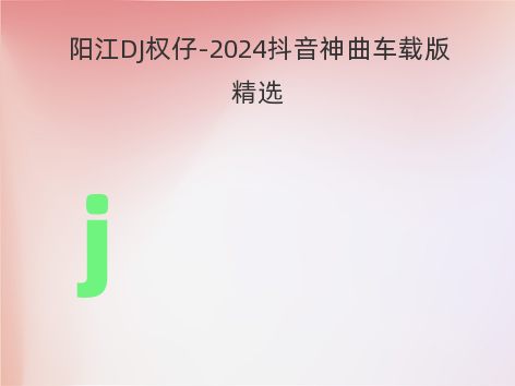 阳江DJ权仔-2024抖音神曲车载版精选