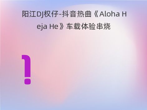 阳江DJ权仔-抖音热曲《Aloha Heja He》车载体验串烧