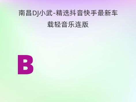 南昌DJ小武-精选抖音快手最新车载轻音乐连版