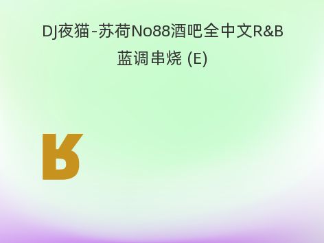 DJ夜猫-苏荷No88酒吧全中文R&B蓝调串烧 (E)