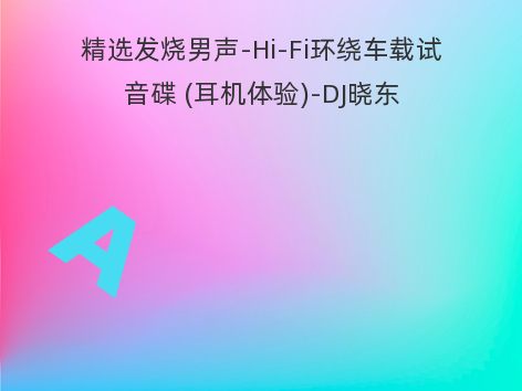 精选发烧男声-Hi-Fi环绕车载试音碟 (耳机体验)-DJ晓东