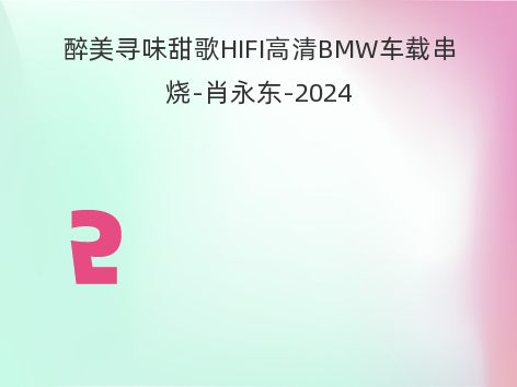 醉美寻味甜歌HIFI高清BMW车载串烧-肖永东-2024