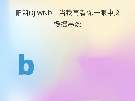 阳朔DJ wNb—当我再看你一眼中文慢摇串烧