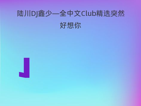 陆川DJ鑫少—全中文Club精选突然好想你