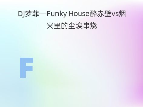 DJ梦菲—Funky House醉赤壁vs烟火里的尘埃串烧