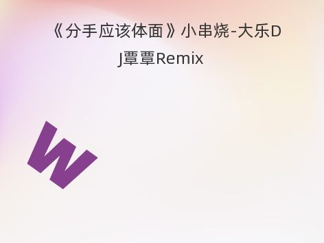 《分手应该体面》小串烧-大乐DJ覃覃Remix