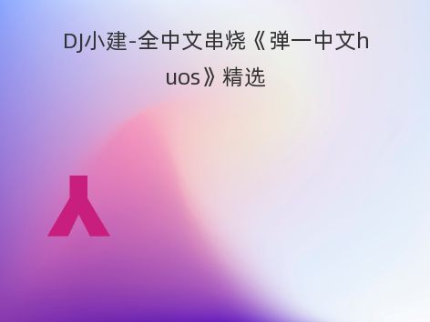 DJ小建-全中文串烧《弹一中文huos》精选