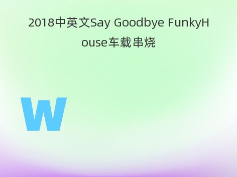 2018中英文Say Goodbye FunkyHouse车载串烧