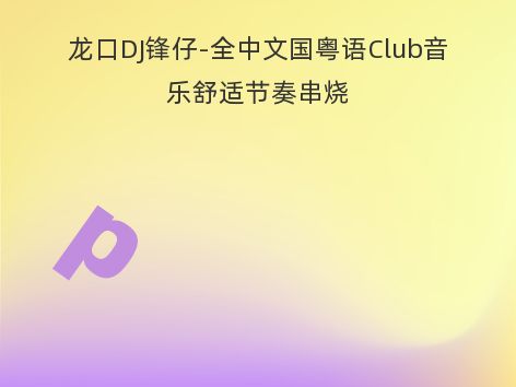 龙口DJ锋仔-全中文国粤语Club音乐舒适节奏串烧