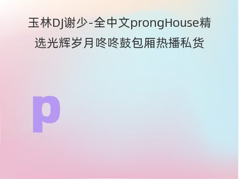 玉林DJ谢少-全中文prongHouse精选光辉岁月咚咚鼓包厢热播私货串烧