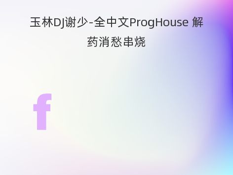 玉林DJ谢少-全中文ProgHouse 解药消愁串烧