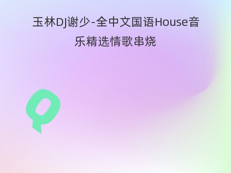 玉林DJ谢少-全中文国语House音乐精选情歌串烧